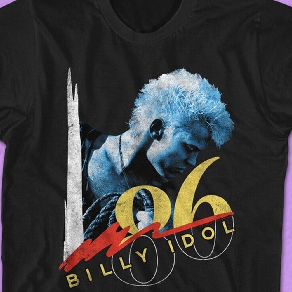 1986 Billy Idol Black T-Shirt Vintage Rock Music Fan Tee